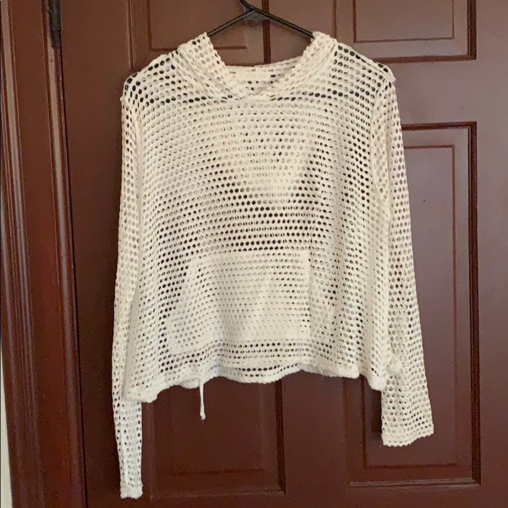 White mesh sweatshirt